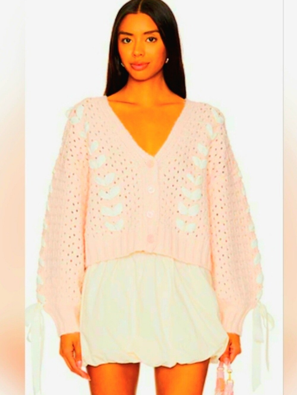 NWT For Love & Lemons Laurel Cardigan in Pink Size Medium